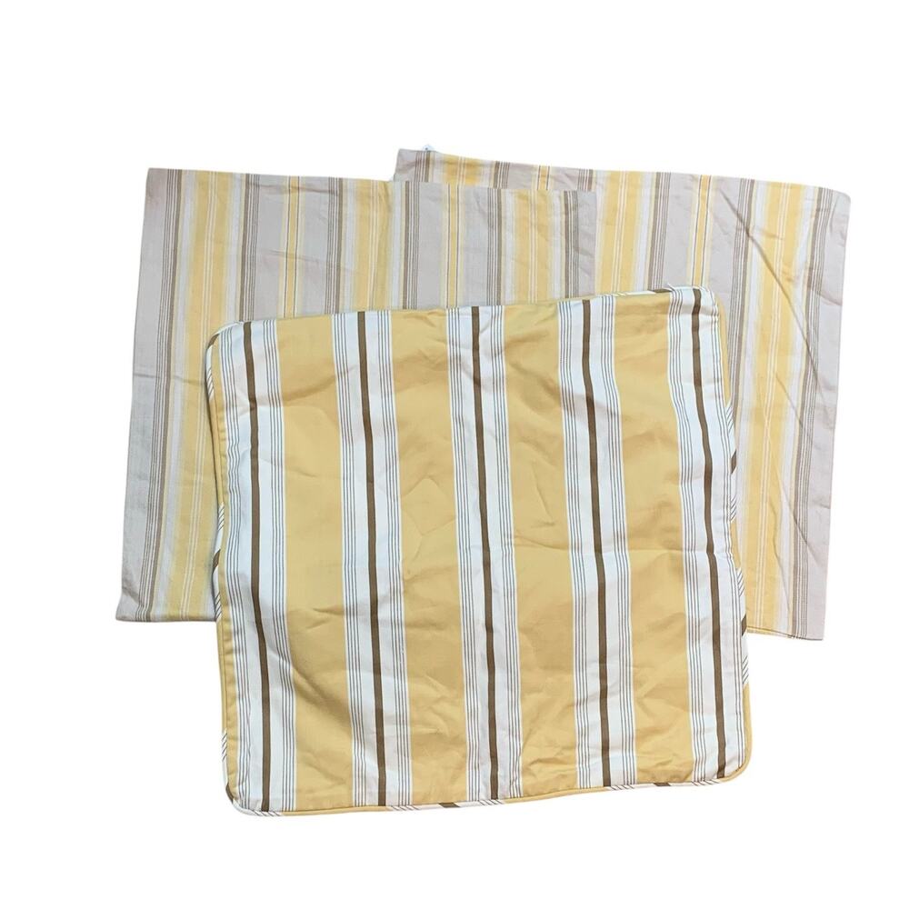 Pottery Barn Striped Cotton/Linen Pillow Covers 18x18 & Restoration Hardware 20”
